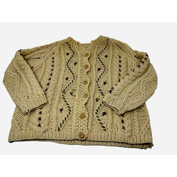 Vintage 1960s made in Italy Robinson's  California Wool Sweater Cardigan Flowers - Picture 6 of 12